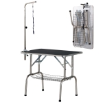 PawHut Mesa de tosquia dobrável para animais de estimação com altura ajustável em forma de osso antiderrapante aço 94,5x55x81 cm Verde(c-3)
