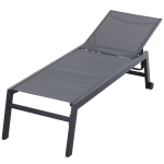 Outsunny Espreguiçadeira ao ar livre com rodas Espreguiçadeira de jardim Encosto ajustável Cinza