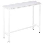 HOMCOM Mesa de Bar Mesa Alta com Bancada de Efeito Marmorizado e Pés de Metal Estilo Moderna para Cozinha Bistro Cafeteria 120x40x100cm Branco
