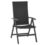 Outsunny Cadeira Dobrável de vime com 5 Posições Reclinável de Alumínio para Varanda Jardim Terraço Carga 160 kg 59x68x107 cm Preto