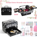 HOMCOM Estojo de Maquilhagem Portátil de 4 Níveis 35,5x20x25,5cm Preto(c-4)