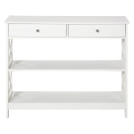 HOMCOM Mesa consola tipo aparador para Corredor com 2 gavetas e 2 prateleiras inferiores Móveis modernos 100x30.5x80 cm Branco