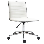 Vinsetto Cadeira de Escritório Ergonômica Giratória com Altura Ajustável Encosto Estofado em Couro Sintético Carga 120kg 47x57x76,5-86,5cm Branco