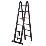 HOMCOM Escada telescópica multifuncional de alumínio de 3,8M 2 formas Estrutura de escalada portátil interna Externa Doméstica Preto