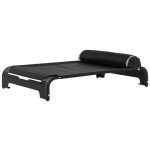 PawHut Cama Elevada para Animais de estimação Cães Gatos Tela Transpirável com Almofada Removível Exterior Interior 122x72x30cm Preto(c-2)