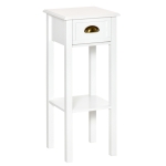 HOMCOM Mesa de Apoio com Gaveta e Prateleira de Armazenamento Estilo Moderno 30x30x75cm Branco