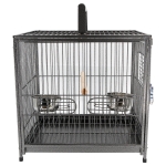 PawHut Gaiola de pássaro metálica espaçosa para papagaios interiores ou exteriores com 4 portas 2 alimentadores de aço inoxidável removíveis Fácil de transportar 46x36x56cm