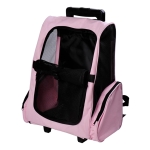 PawHut Transportadora 2 em 1 para Animais de Estimação Mochila ou Carrinho de Viagem para Cães e Gatos com 2 Rodas Alça Retrátil de Alumínio e Bolso de Armazenamento 42x25x55cm Rosa
