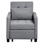 HOMCOM Sofá-cama estofado individual com almofada acolchoada e encosto ajustável em 3 posições Pernas dobráveis ocultas 95x95x80 cm Bege(c-1)