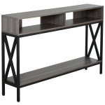 HOMCOM Mesa Consola Móvel de Entrada corredor Estilo Industrial Vintage com 3 Prateleiras e Estrutura Metálica 120x23,5x75cm Cinza e preto