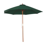 Outsunny Guarda-sol com poste de madeira removível ângulo ajustável Sistema de polia de ventilação para jardim Pátio Piscina Terraço Ø257x253 cm Verde escuro(c-2)