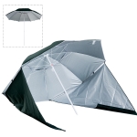 Outsunny Chapéu de Sol de Praia com Painéis Laterais Tipo Tenda Chapéu de Sol para Praia com Proteção UV 50 Φ210x222cm Verde Escuro