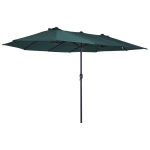 Outsunny Chapéu de Sol Duplo 4,6x2,4m Chapéu de Sol de Jardim com Manivela Manual Resistente à Água e com Proteção Solar UV para Terraço Pátio Verde