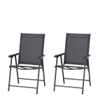 Outsunny Conjunto de 2 cadeiras dobráveis para exterior com apoio de braços Cadeiras para varanda Jardim Terraço 58x64x94 cm Preto Carga 100kg