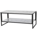 HOMCOM Mesa de Centro com Prateleira Mesa de Café Minimalista Imitação de Mármore Estrutura de Metal 106x50x47cm Branco e Preto