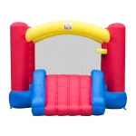 HOMCOM Castelo Insuflável com Escorrega Trampolim e Cesta de Basquetebol para Crianças acima de 3 Anos com Inflador e Bolsa de Transporte para Interior e Exterior 366x274x183cm Multicor
