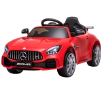 HOMCOM Carro elétrico infantil acima de 3 anos Mercedes GTR licenciado bateria de 12V com controle remoto Porta de abertura dupla Carga 25kg 105x58x45 cm Branco(c-3)