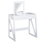 HOMCOM Toucador Mesa para Maquilhagem com Banco Espelho Tampa Dobrável 9 Compartimentos de Armazenamento Toucador Moderno 80x50x76cm Branco