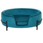 PawHut Sofá-cama para cães pequenos Gatos com almofada removível acolchoada com bordas levantadas base de metal 64x40x24 cm Turquesa
