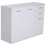 HOMCOM Armário Aparador amplo espaço de Armazenamento para sala de jantar com portas e gavetas 106x35x76cm Branco