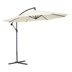 Outsunny Chapéu de Sol de Jardim Φ300x260cm Chapéu de Sol Excêntrico Inclinável com Manivela Base Cruzada e Suporte de Metal 8 Hastes para Terraço Exterior Balcão Creme