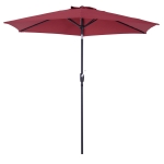 Outsunny Chapéu de Sol de Jardim Ø270x235cm Chapéu de Sol de Alumínio Reclinável com Manivela e 6 Hastes para Terraço Exterior Balcão Vermelho Escuro