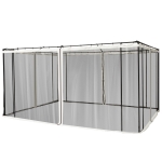 Outsunny 4 Painéis Laterais 352x207 cm para pérgola de Jardim Mosquiteira com Zíperes e Anéis Preto