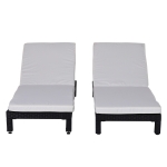 Outsunny Conjunto de 2 espreguiçadeiras de vime chaise longue com almofadas acolchoadas para jardim varanda 196x65x22cm marrom(c-2)