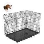PawHut Gaiola para Cães com 2 Portas Gaiola para Animais de Estimação de Arame Dobrável com Alça de Transporte Aço 76x53x60 Preto