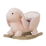 HOMCOM Baloiço Infantil com Forma de Coelho de Pelúcia Baloiço para Bebés 18-36 Meses com Som Cinto de Segurança Guidão e Apoio para os Pés 60x33x50cm Rosa