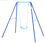 Outsunny Baloiço de Metal para Crianças acima de 3 Anos Conjunto de Baloiço com Assento e Corda Infantil para Pátio Jardim Carga Máx. 30 kg 140x120x170 cm Azul