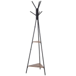 HOMCOM Cabide de metal cabide de roupas em forma de árvore para pendurar roupas 6 ganchos com 2 prateleiras 32.5x45.5x182cm