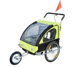 HomCom Reboque de Bicicleta para Crianças com 2 Lugares- Cor: Verde - 122 x 90 x 106 cm