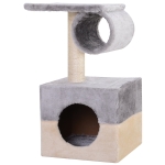 PawHut Árvore Arranhador gara gatos com poste central Cama macia de pelúcia para coçar dormir e brincar 31x31x58cm Cinza e bege