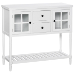 HOMCOM Mesa de console Mesa lateral multifuncional para cozinha com 2 gabinetes fechados, 2 gavetas e prateleira Grande espaço Estilo elegante 96x38x89 cm Branco