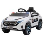 HOMCOM Coche Eléctrico de Policía para Niños Mercedes EQC Batería 12V +3 Años con Mando a Distancia Música Bocina y Faros Doble Apertura 106x68x53 cm Blanco