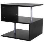 HOMCOM Mesa de centro de sala de jantar de forma S com 2 Níveis Abertos Elegante 50x50x50 cm Preto