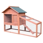 PawHut Casa para Coelhos de Madeira Coelheira para Exterior Teto de Tela de Asfáltica 144x64,5x100 cm Madeira