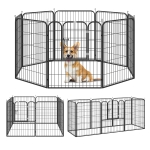 PawHut Parque para animais de estimação com 8 Varas Dobrável com Porta e Dupla Trava 79x100cm Preto