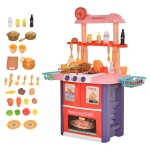 HOMCOM Brinquedo de cozinha para crianças acima de 3 anos Cozinha infantil Jogo de interpretação de papéis Inclui 51 peças Utensílios com efeitos de luz e música 71,5x35x85,5 cm Multicolor