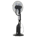 HOMCOM Ventoinha de Pé com Nebulizador Oscilante 3 Velocidades e 5 Lâminas Potência 90W Depósito 2,8L Ø44,5x120cm Preto