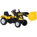 HOMCOM Caminhão Escavadeira com Trator Pedal + Pá Frontal para Crianças acima de 3 anos Carga 35kg 114x41x52cm Amarelo e Preto
