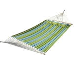 Outsunny Cama Rede Suspensa de Jardim para 2 Pessoas Cama Rede para Campismo com Almofada Carga Máxima 210kg 210x140cm Azul Verde