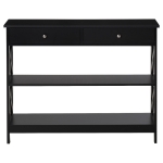 HOMCOM Consola de Entrada com 2 Gavetas e 2 Prateleiras Inferiores Mobiliário Moderno Base Elevada Anti-Inclinação 100x30,5x80 cm Preto