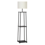 HOMCOM Lâmpada de assoalho com 3 prateleiras Interruptor de pedal 34.5x34.5x150 cm Preto e creme