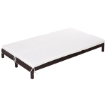 Outsunny Conjunto de Espreguiçadeiras Exterior de Vime 2 Lugares com Almofadas Acolchoadas Resistente à Água com Encosto Ajustável em 5 Níveis Suporta 220kg 195x120x28cm Marrom e Branco Creme