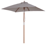 Outsunny Chapéu de Sol de Jardim 200x150x230cm Chapéu de Sol Retangular Inclinável com Polia Duplo Teto e Mastro Desmontável de Madeira para Terraço Pátio Cinza