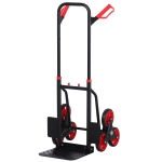 DURHAND Carrinho de mão de escada dobrável portátil carga 150 kg 60x45x109cm Vermelho e Preto