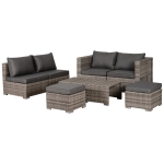 Outsunny Conjunto de 8 peças de sofás conversíveis de vime com mesa de centro e apoio para os pés e poltronas individuais 71x68x67cm
