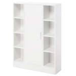 Kleankin Armário Casa de Banho de Madeira com 8 Prateleiras Abertas e 1 Porta com Prateleiras Ajustáveis Móvel Auxiliar Multiuso para Cozinha Sala de Estar 71x22x100cm Branco